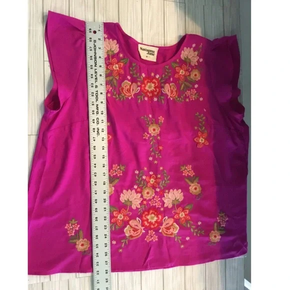 Savanna Jane Pink  Embroidered Floral Tunic Size 1X - Picture 7 of 7